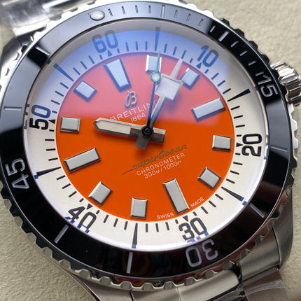 SUPEROCEAN AUTOMATIC 44 BLACK CERAMIC BEZEL ORANGE AND WHITE DIAL