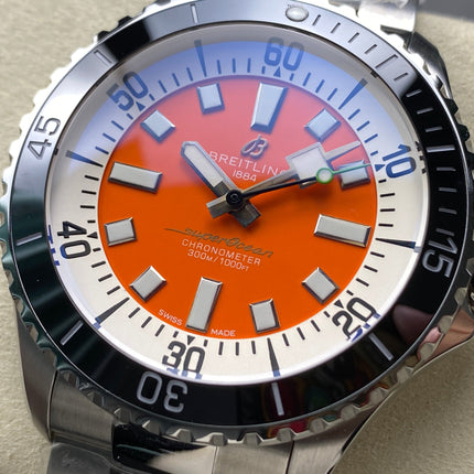 SUPEROCEAN AUTOMATIC 44 BLACK CERAMIC BEZEL ORANGE AND WHITE DIAL