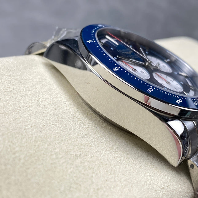 CONQUEST CHRONOGRAPH 42 MM SILVER CASE WITH NAVY BLUE DIAL