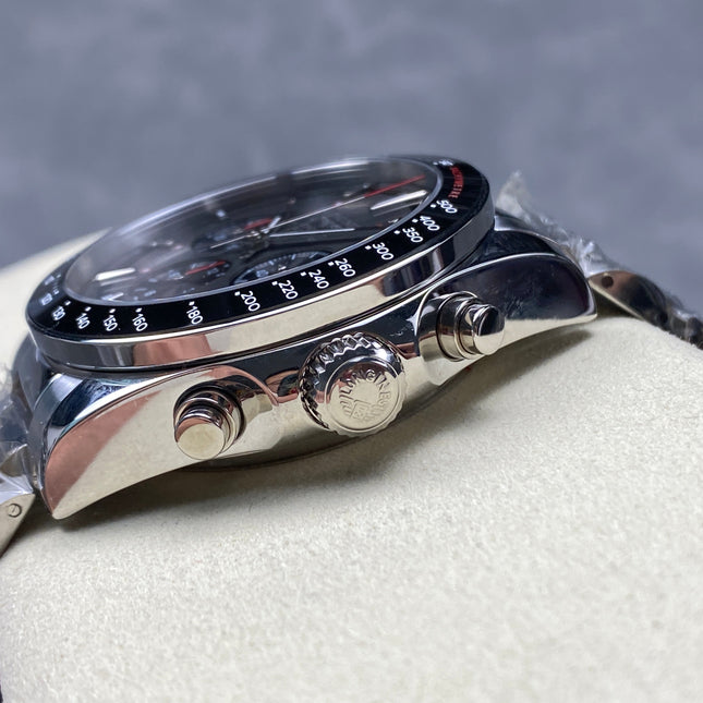 CONQUEST CHRONOGRAPH 42 MM SILVER CASE WITH FULL BLACK DIAL