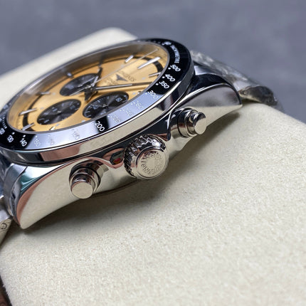 CONQUEST CHRONOGRAPH 42 MM SILVER CASE WITH GOLD DIAL