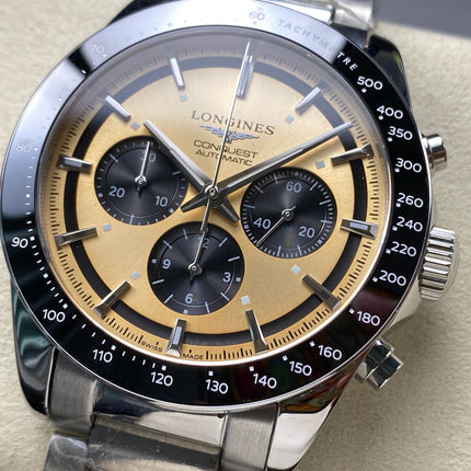 CONQUEST CHRONOGRAPH 42 MM SILVER CASE WITH GOLD DIAL