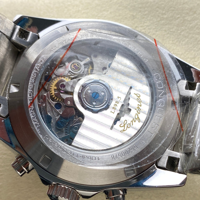 CONQUEST CHRONOGRAPH 42 MM SILVER CASE WITH BLACK DIAL