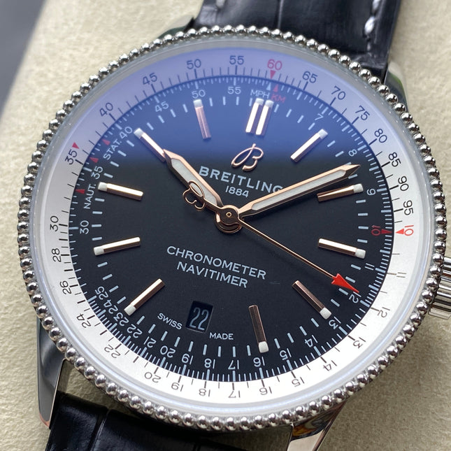 NAVITIMER AUTOMATIC 41 STEEL CASE BLACK ALLIGATOR LEATHER STRAP