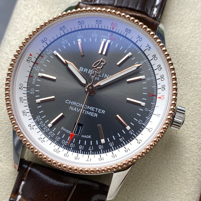 NAVITIMER AUTOMATIC 41 RED GOLD AND STEEL CASE BLACK MIX WHITE DIAL