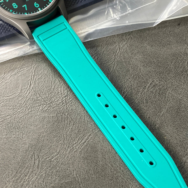 PILOT’S WATCH MARK XX MERCEDES  SILVER CASE ON TEAL GREEN RUBBER STRAP