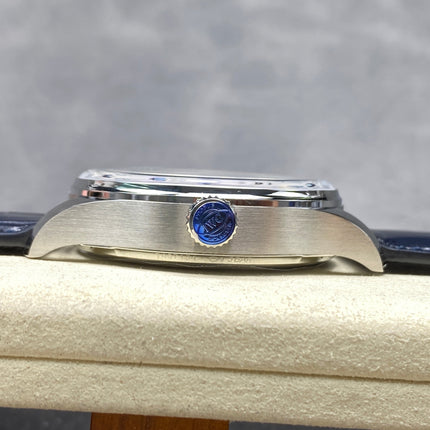 PORTUGIESER AUTOMATIC 42 WATCH SILVER CASE WITH BLACK LEATHER STRAP
