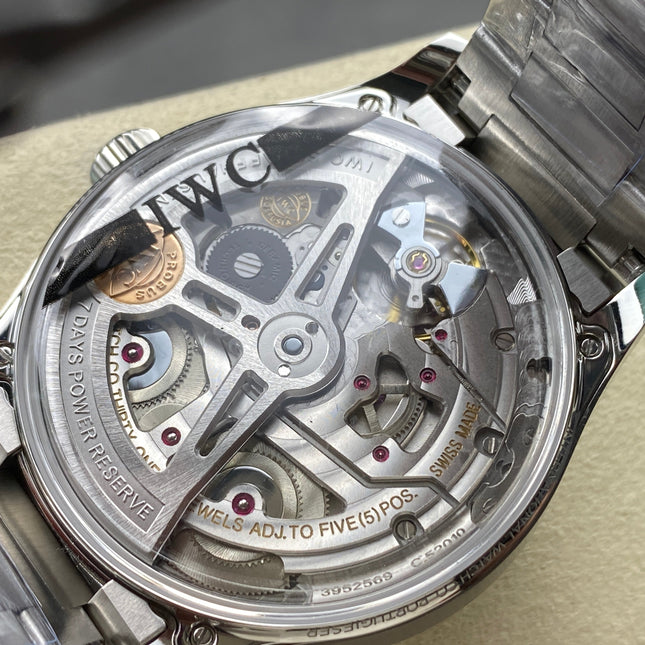 PORTUGIESER AUTOMATIC 42 WATCH SILVER CASE WITH NAVY BLUE DIAL
