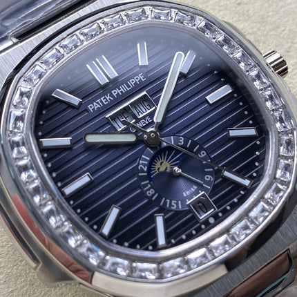 NAUTILUS STEEL ATTACHED DIAMOND BEZEL DARK BLUE DIAL