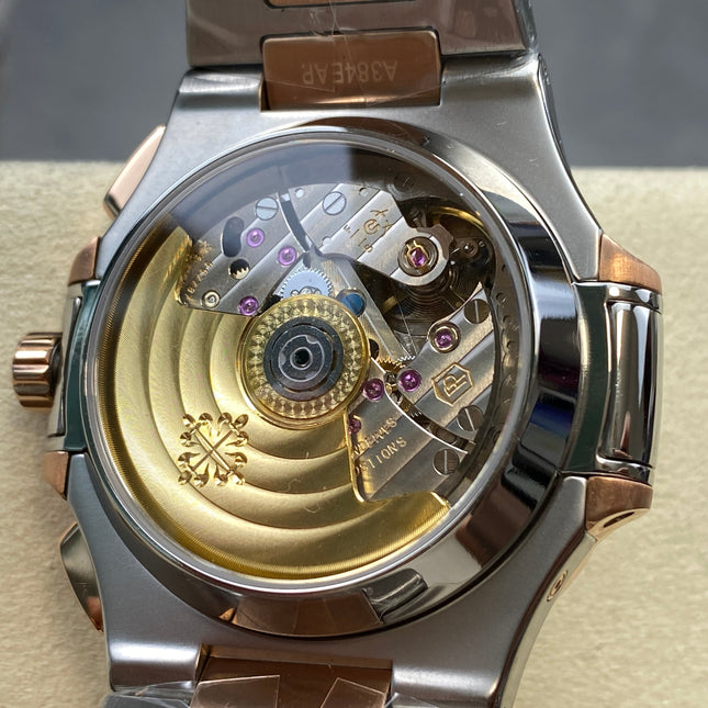 NAUTILUS STEEL AND ROSE GOLD BRACELET BLUE DIAL