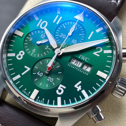 PILOT'S WATCH MARK XX STAINLESS STEEL CASE WITH BROWN LEATHER TRAP AND EMERALD GREEN DIAL