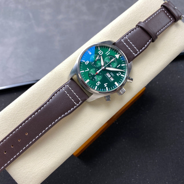PILOT'S WATCH MARK XX STAINLESS STEEL CASE WITH BROWN LEATHER TRAP AND EMERALD GREEN DIAL
