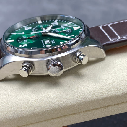 PILOT'S WATCH MARK XX STAINLESS STEEL CASE WITH BROWN LEATHER TRAP AND EMERALD GREEN DIAL