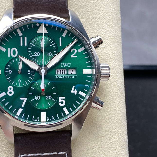PILOT'S WATCH MARK XX STAINLESS STEEL CASE WITH BROWN LEATHER TRAP AND EMERALD GREEN DIAL