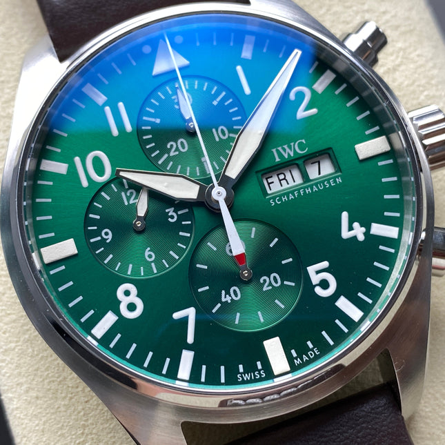 PILOT'S WATCH MARK XX STAINLESS STEEL CASE WITH BROWN LEATHER TRAP AND EMERALD GREEN DIAL