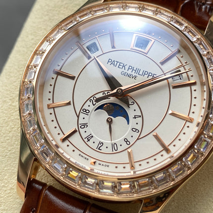 ANNUAL CALENDAR ROSE GOLD ATTACHED DIAMOND BEZEL WHITE DIAL