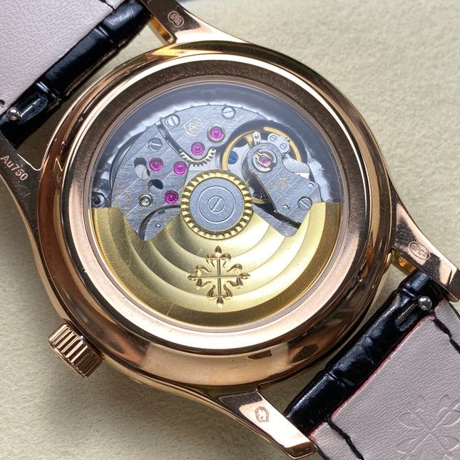 ANNUAL CALENDAR ROSE GOLD ATTACHED DIAMOND BEZEL BLACK DIAL