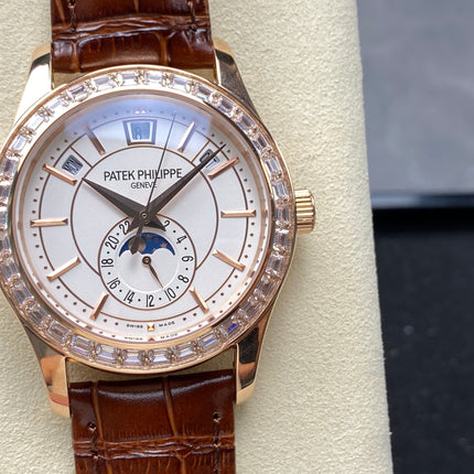 ANNUAL CALENDAR ROSE GOLD ATTACHED DIAMOND BEZEL WHITE DIAL