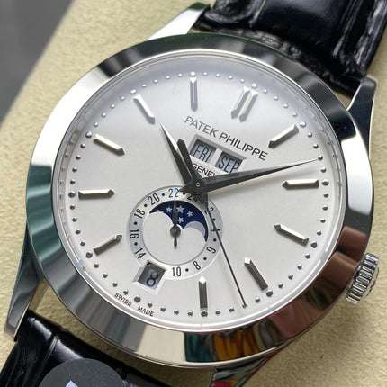 ANNUAL CALENDAR SELF-WINDING WHITE GOLD CASE BROWN BLACK STRAP