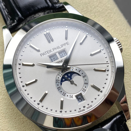 ANNUAL CALENDAR SELF-WINDING WHITE GOLD CASE BROWN BLACK STRAP