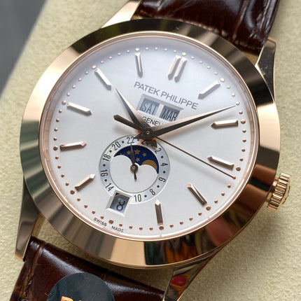 ANNUAL CALENDAR SELF-WINDING ROSE GOLD CASE SILVERY OPALINE DIAL