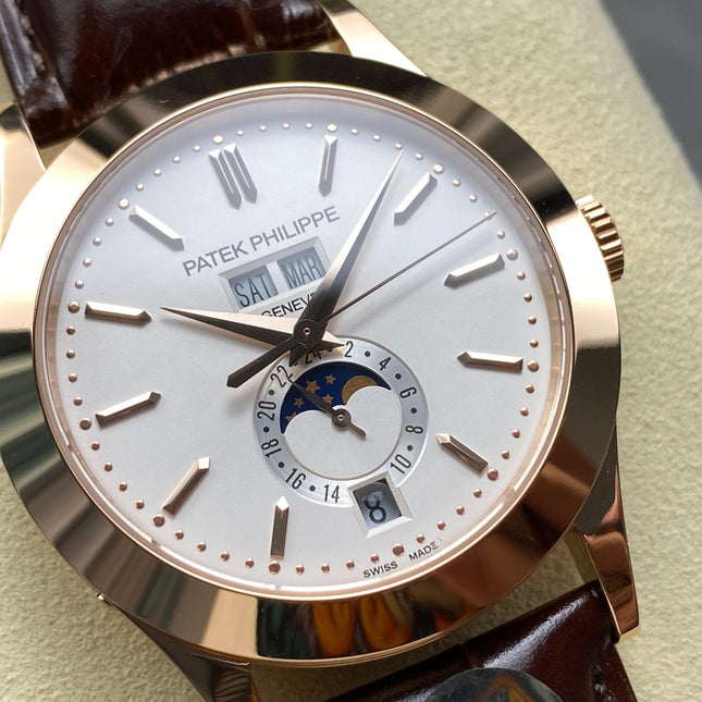 ANNUAL CALENDAR SELF-WINDING ROSE GOLD CASE SILVERY OPALINE DIAL