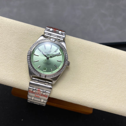 CHRONOMAT AUTOMATIC 36 STEEL WITH DIAMOND BEZEL LIGHT GREEN DIAL