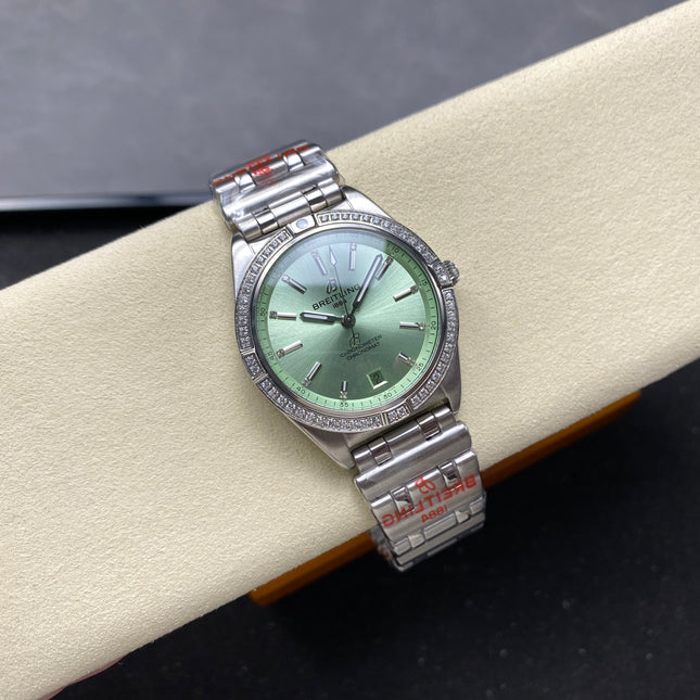 CHRONOMAT AUTOMATIC 36 STEEL WITH DIAMOND BEZEL LIGHT GREEN DIAL