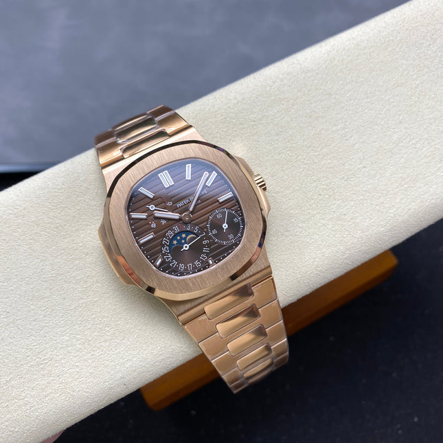 NAUTILUS AUTOMATIC ALL ROSE GOLD SUNBURST BROWN DIAL