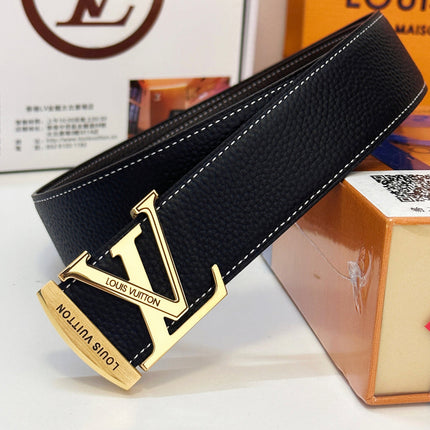 BELT 40MM REVERSIBLE IN BLACK CALFSKIN WITH HIDDEN GOLD BUCKLE DESIGN