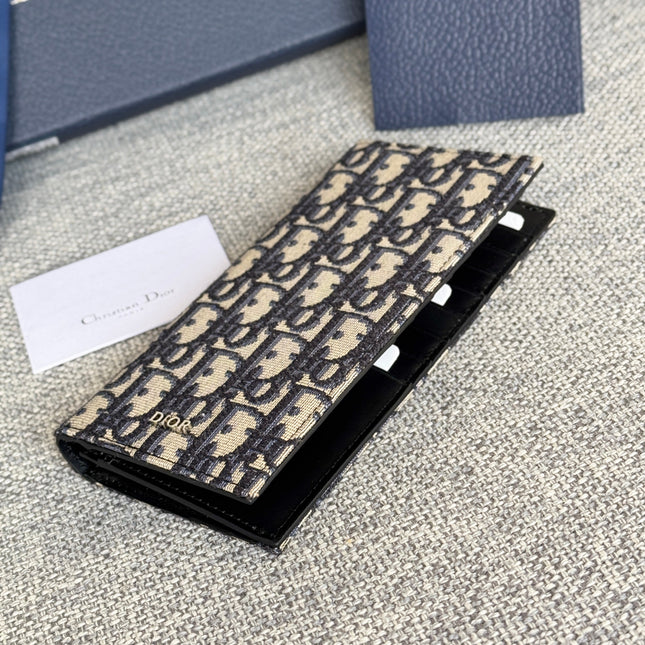 VERTICAL LONG WALLET 19 IN BLUE MONOGRAM OBLIQUE JACQUARD