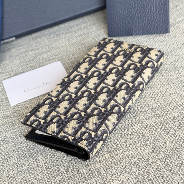 VERTICAL LONG WALLET 19 IN BLUE MONOGRAM OBLIQUE JACQUARD