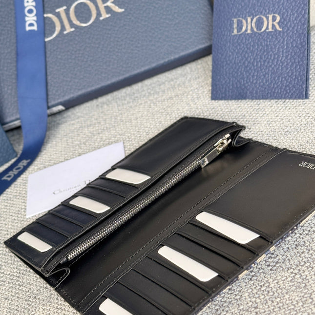 VERTICAL LONG WALLET 19 IN BLUE MONOGRAM OBLIQUE JACQUARD