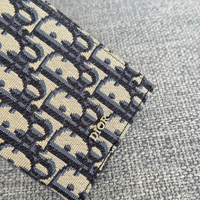 VERTICAL LONG WALLET 19 IN BLUE MONOGRAM OBLIQUE JACQUARD