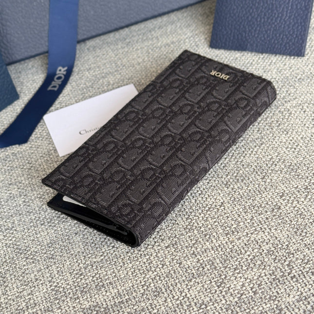 VERTICAL LONG WALLET 19 IN BLACK MONOGRAM OBLIQUE JACQUARD