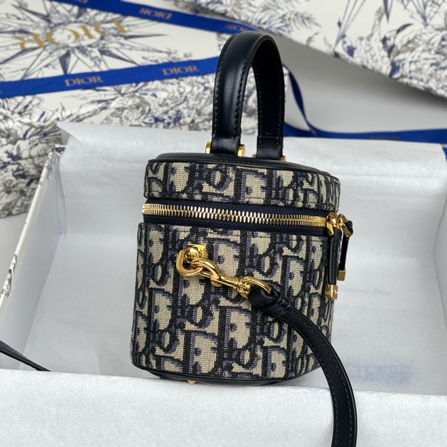 DIOR 25S CD SIGNATURE VANITY 16 IN BLUE DIOR OBLIQUE JACQUARD CANVAS