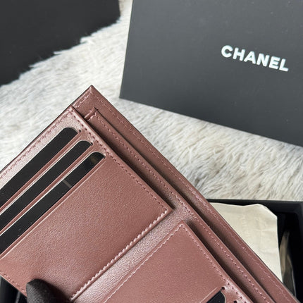 CHANEL 25S CF SMALL TRI FOLD WALLET 11 IN BLACK LAMBSKIN GOLD HARDWARE
