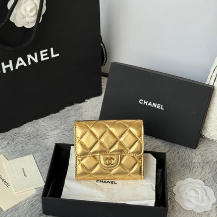 CHANEL 25S CF SMALL TRI FOLD WALLET 11 IN GOLD CAVIAR GOLD HARDWARE