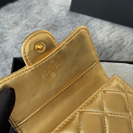 CHANEL 25S CF SMALL TRI FOLD WALLET 11 IN GOLD CAVIAR GOLD HARDWARE