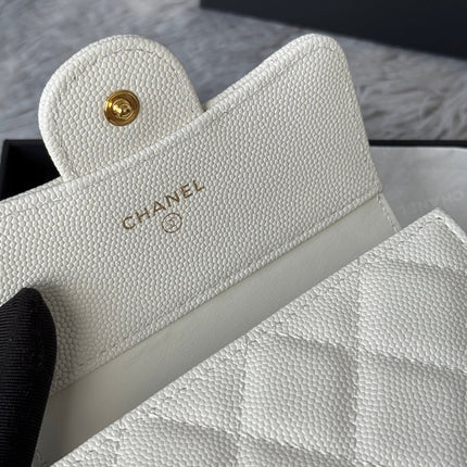 CHANEL 25S CF SMALL TRI FOLD WALLET 11 IN IVORY CAVIAR GOLD HARDWARE