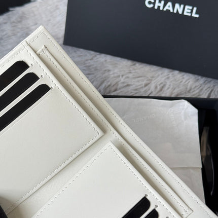 CHANEL 25S CF SMALL TRI FOLD WALLET 11 IN IVORY CAVIAR GOLD HARDWARE