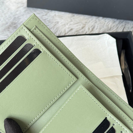 CHANEL 25S CF SMALL TRI FOLD WALLET 11 IN MOSS GREEN CAVIAR GOLD HARDWARE