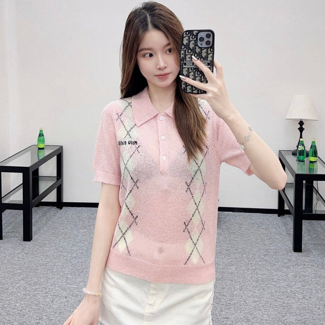 MIUMIU SHORT-SLEEVE KNIT TOP STYLE 24