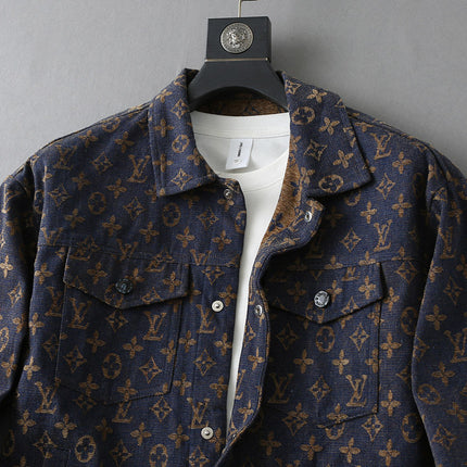LV SHIRT JACKET IN NAVY BLUE JACQUARD FABRIC 238979