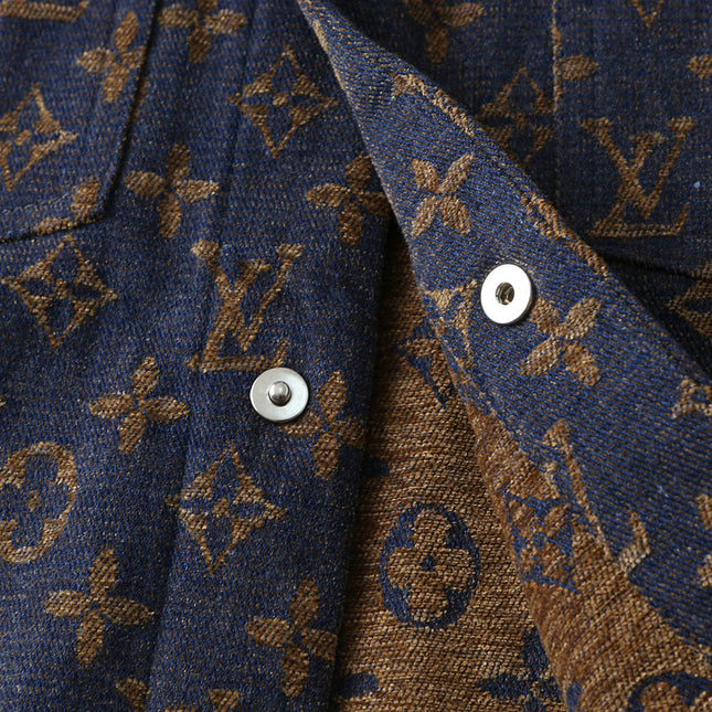 LV SHIRT JACKET IN NAVY BLUE JACQUARD FABRIC 238979