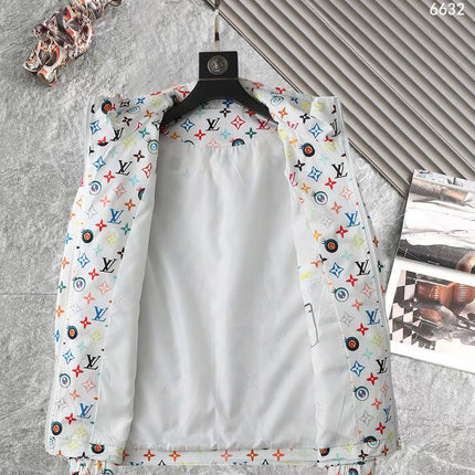 LV WHITE WINDBREAKER WITH COLORFUL MONOGRAM 238983