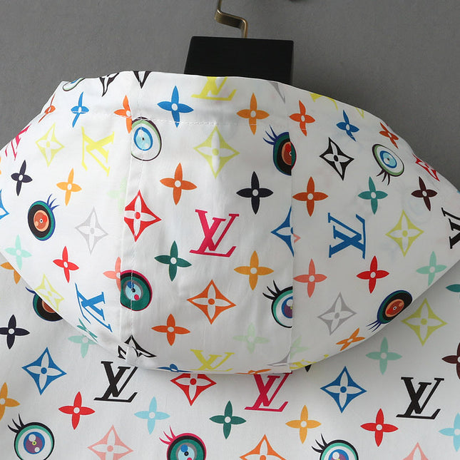 LV WHITE WINDBREAKER WITH COLORFUL MONOGRAM 238983