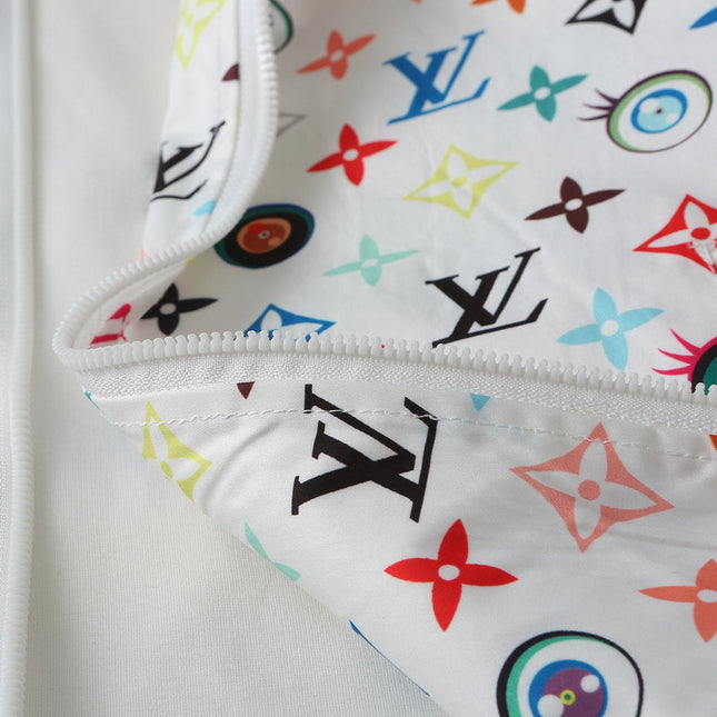 LV WHITE WINDBREAKER WITH COLORFUL MONOGRAM 238983