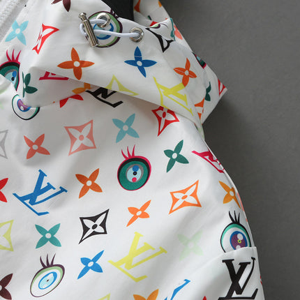 LV WHITE WINDBREAKER WITH COLORFUL MONOGRAM 238983