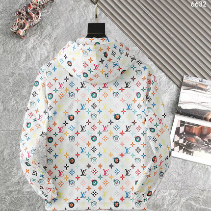 LV WHITE WINDBREAKER WITH COLORFUL MONOGRAM 238983